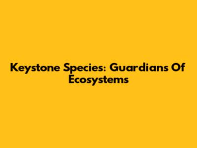 Keystone Species: Guardians Of Ecosystems