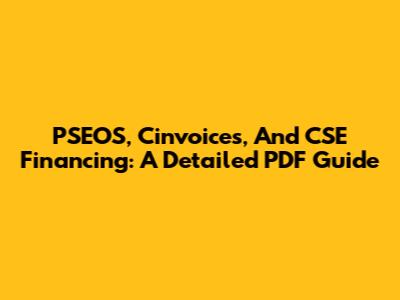 PSEOS, Cinvoices, And CSE Financing: A Detailed PDF Guide